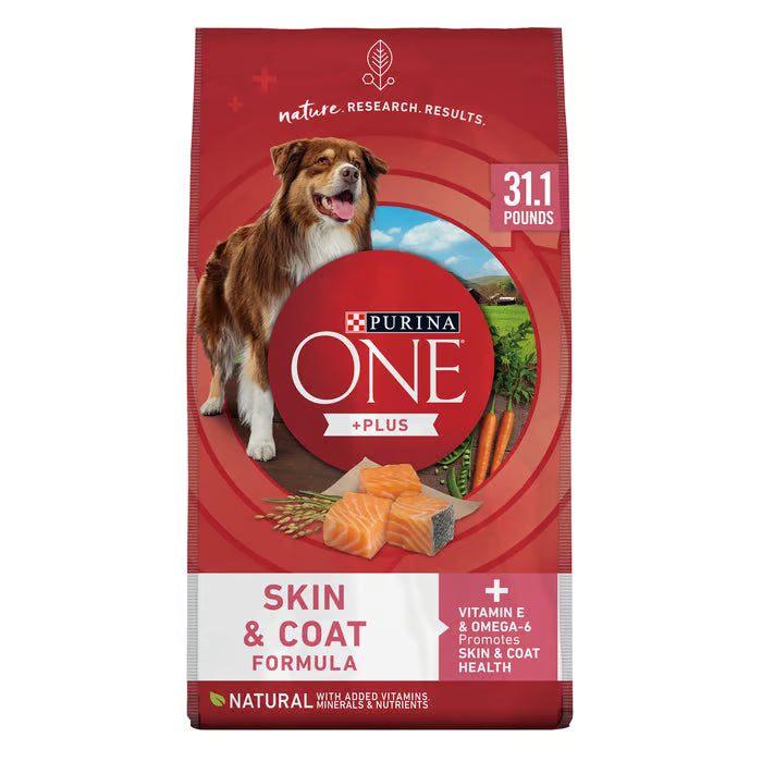 Purina ONE +Plus Skin & Coat Formula Sensitive Stomach Salmon Dry Dog Food-31.1 lb Bag